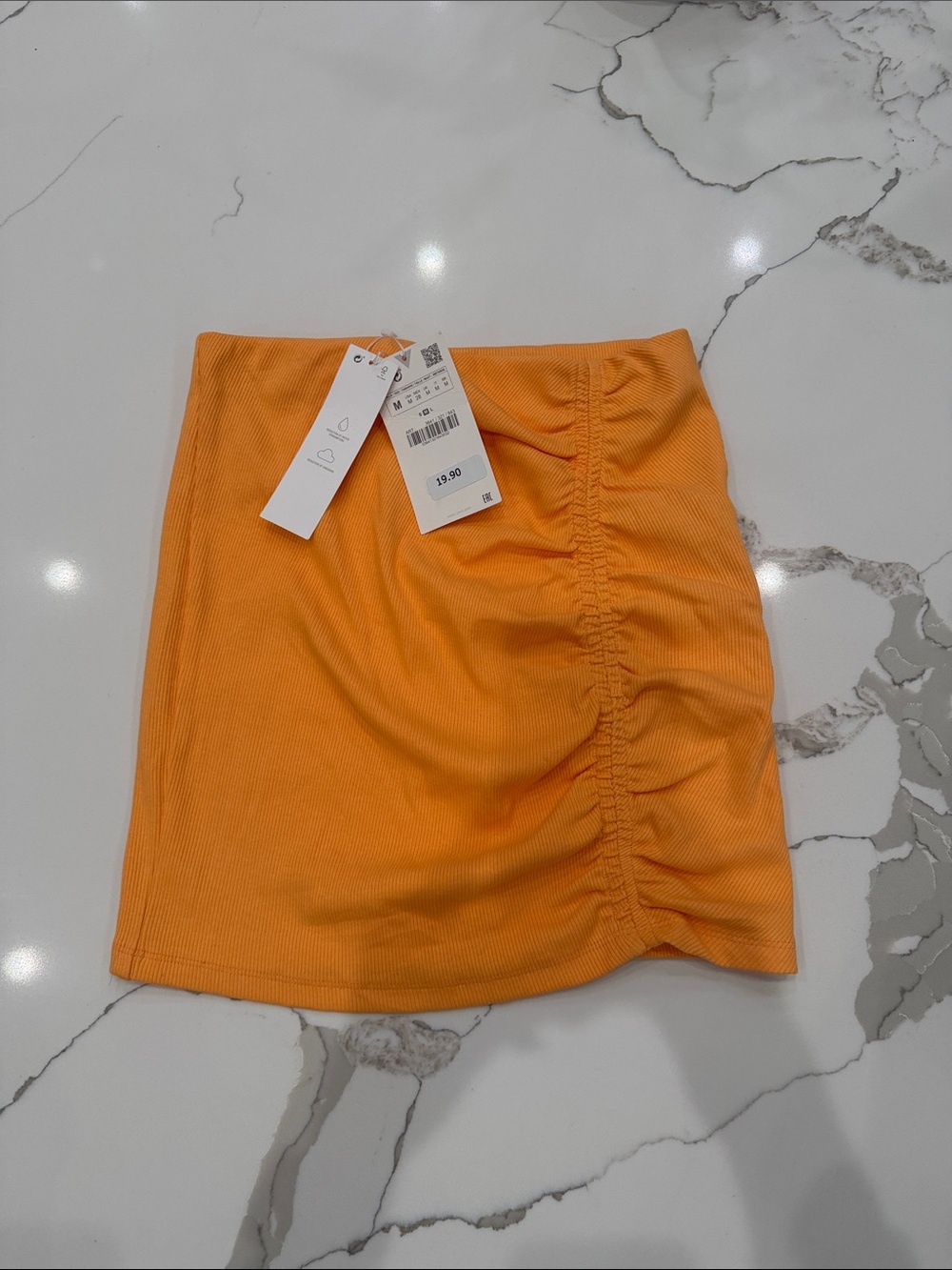 Zara Orange Ruched Mini Skirt